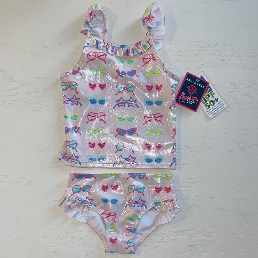 Andy & Evan Foil Sunglasses Tankini Swim Set 4 6x